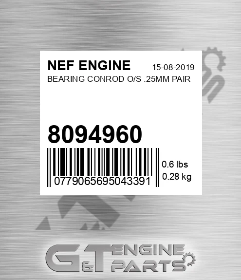 8094960 Bearing Conrod O/s .25mm Pair
