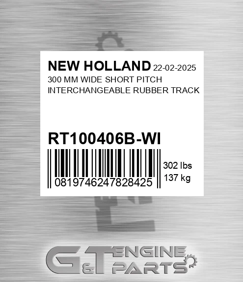 RT100406B-WI 300 Mm Wide Short Pitch Interchangeable Rubber Track