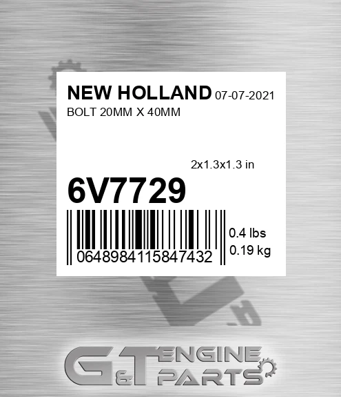 6V7729 NEW HOLLAND Bolt 20mm X 40mm