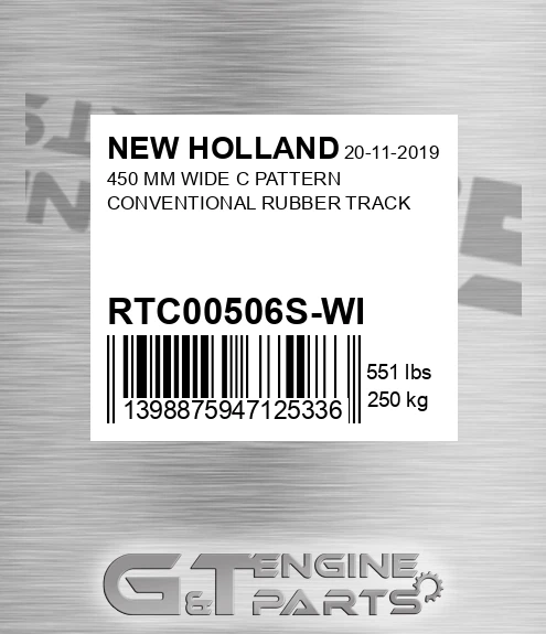RTC00506S-WI 450 Mm Wide C Pattern Conventional Rubber Track