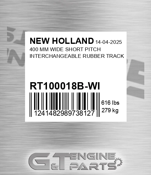 RT100018B-WI 400 Mm Wide Short Pitch Interchangeable Rubber Track