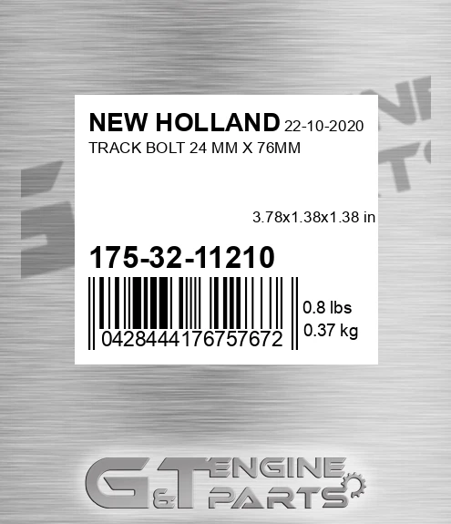 175-32-11210 Track Bolt 24 Mm X 76mm