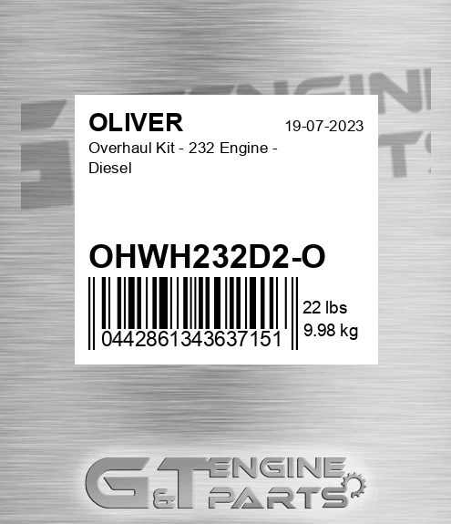OHWH232D2-O Overhaul Kit - 232 Engine - Diesel