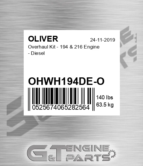 OHWH194DE-O Overhaul Kit - 194 & 216 Engine - Diesel