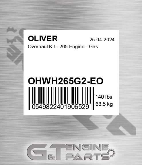 OHWH265G2-EO Overhaul Kit - 265 Engine - Gas