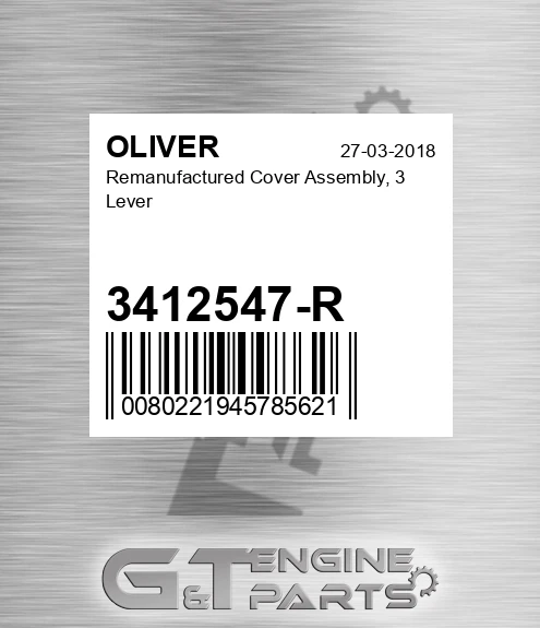 3412547-R Remanufactured Cover Assembly, 3 Lever