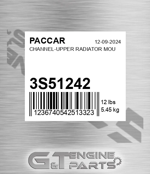 3S51242 Channel-upper Radiator Mou for PACCAR