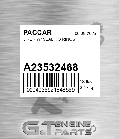 A23532468 Liner W/ Sealing Rings for PACCAR
