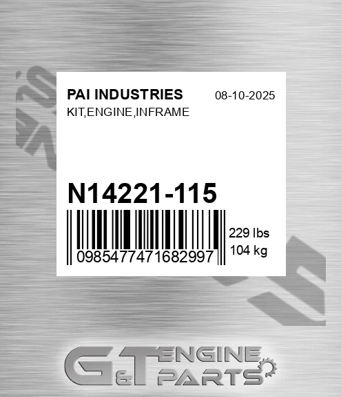 N14221-115 Kit,engine,inframe for PAI INDUSTRIES