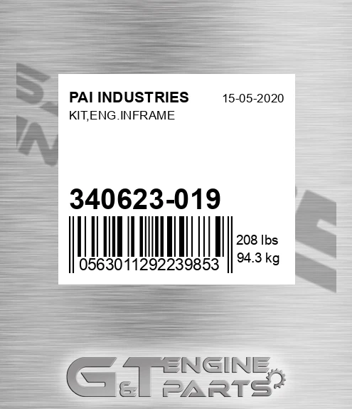 340623-019 Kit,eng.inframe for PAI INDUSTRIES