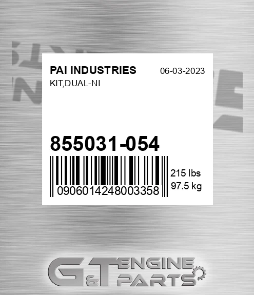 855031-054 Kit,dual-ni for PAI INDUSTRIES