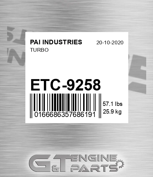 ETC-9258 Turbo for PAI INDUSTRIES