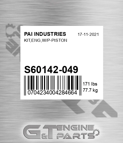 S60142-049 Kit,eng,w/p-piston for PAI INDUSTRIES