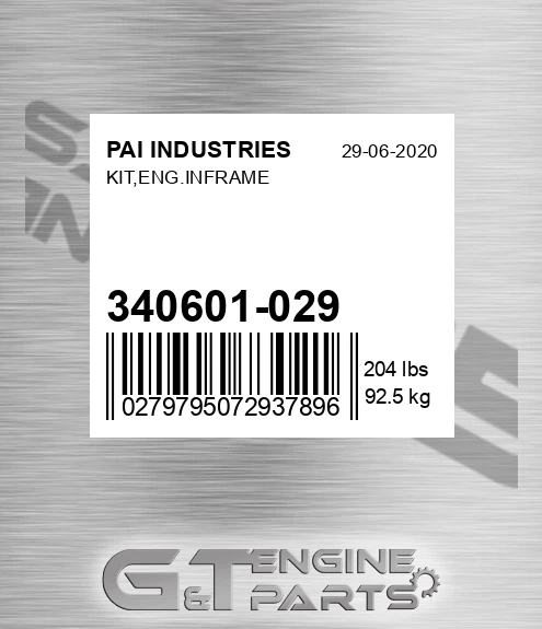 340601-029 Kit,eng.inframe for PAI INDUSTRIES