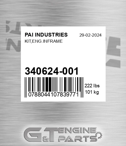 340624-001 Kit,eng.inframe for PAI INDUSTRIES