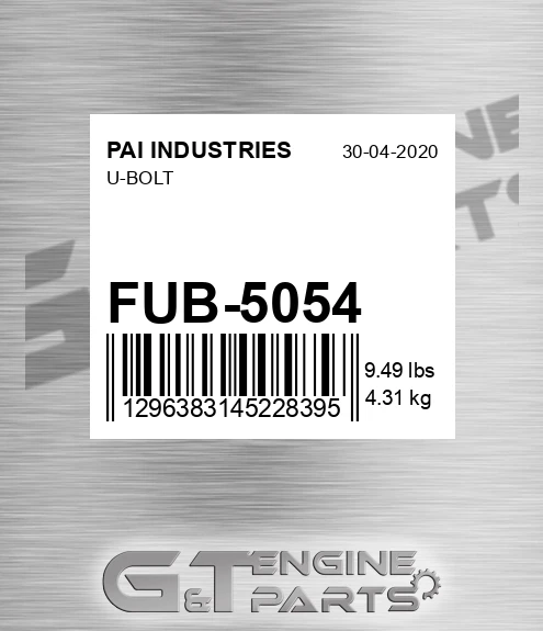 FUB-5054 U-bolt for PAI INDUSTRIES