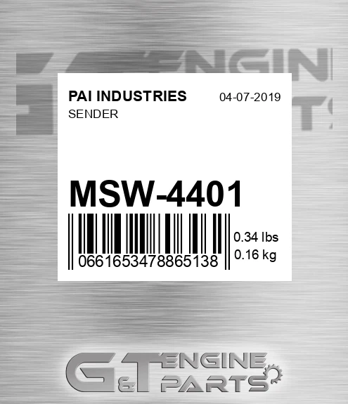MSW-4401 Sender for PAI INDUSTRIES