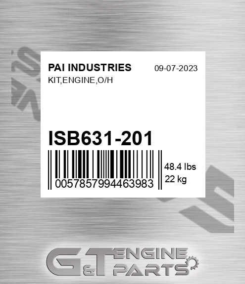 ISB631-201 Kit,engine,o/h for PAI INDUSTRIES