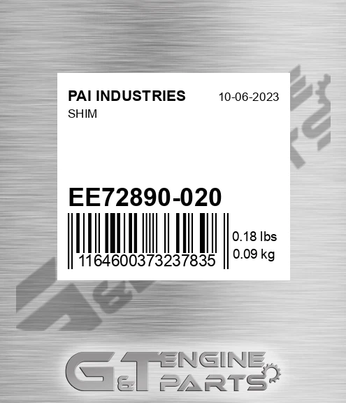 EE72890-020 Shim for PAI INDUSTRIES