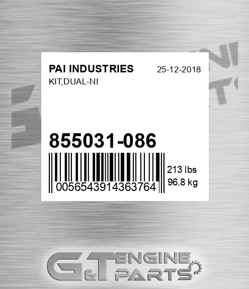 855031-086 Kit,dual-ni for PAI INDUSTRIES