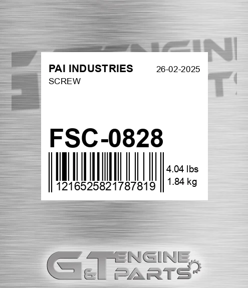 FSC-0828 Screw for PAI INDUSTRIES