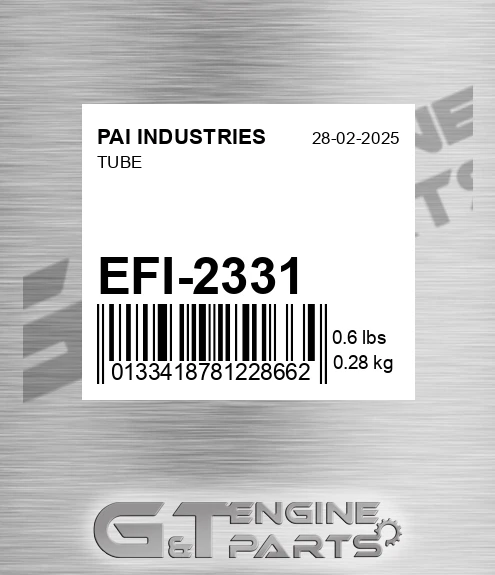 EFI-2331 Tube for PAI INDUSTRIES