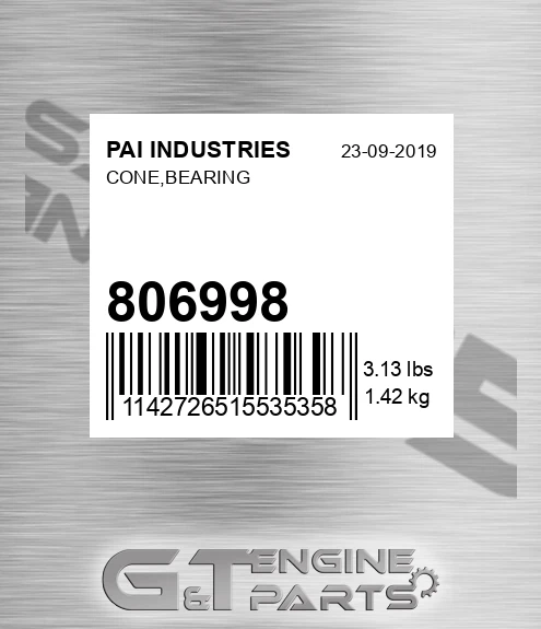 806998 Cone,bearing for PAI INDUSTRIES
