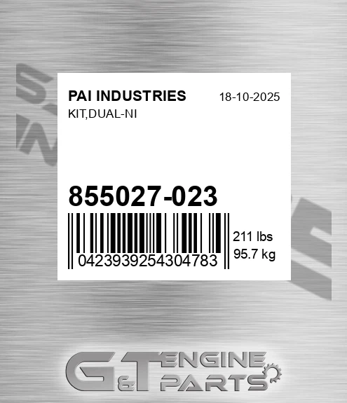 855027-023 Kit,dual-ni for PAI INDUSTRIES