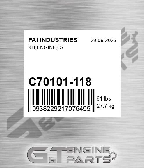 C70101-118 Kit,engine,c7 for PAI INDUSTRIES