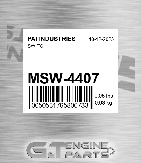 MSW-4407 Switch for PAI INDUSTRIES