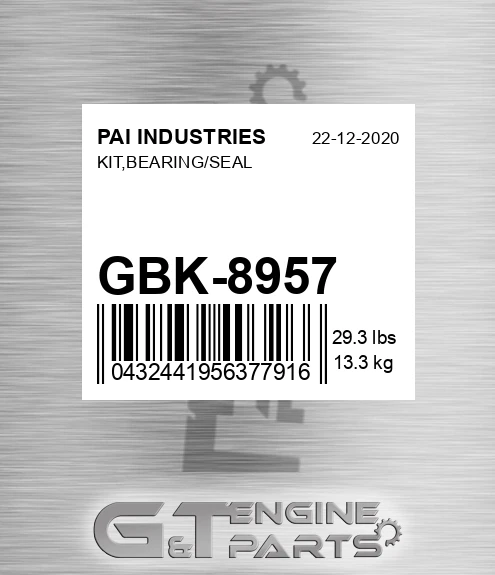GBK-8957 Kit,bearing/seal for PAI INDUSTRIES