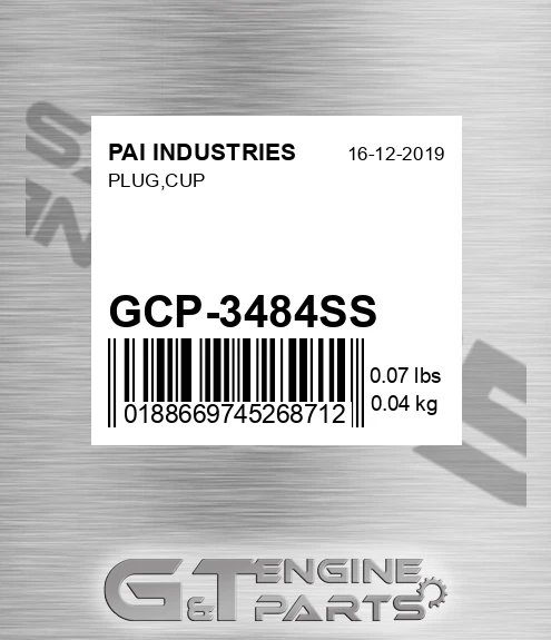 GCP-3484SS Plug,cup