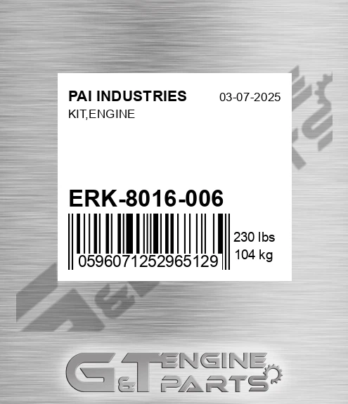 ERK-8016-006 Kit,engine for PAI INDUSTRIES