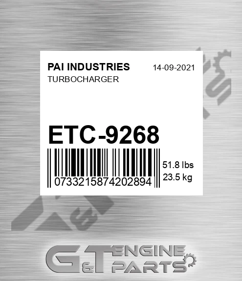 ETC-9268 Turbocharger for PAI INDUSTRIES