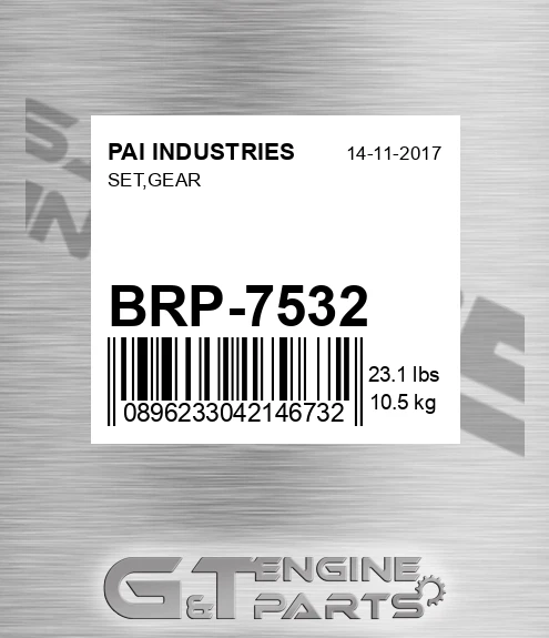 BRP-7532 Set,gear for PAI INDUSTRIES