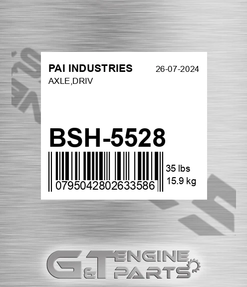 BSH-5528 Axle,driv for PAI INDUSTRIES