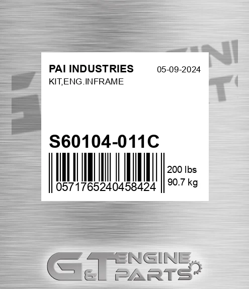 S60104-011C Kit,eng.inframe for PAI INDUSTRIES