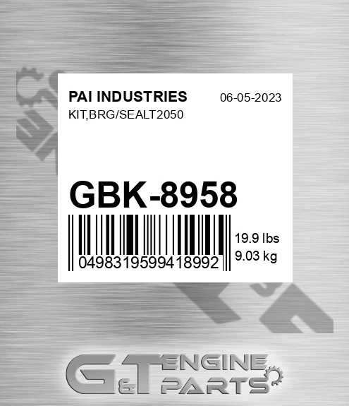 GBK-8958 Kit,brg/sealt2050 for PAI INDUSTRIES