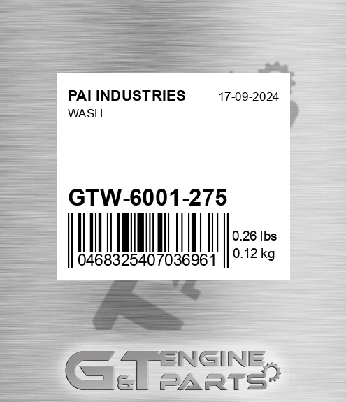 GTW-6001-275 Wash
