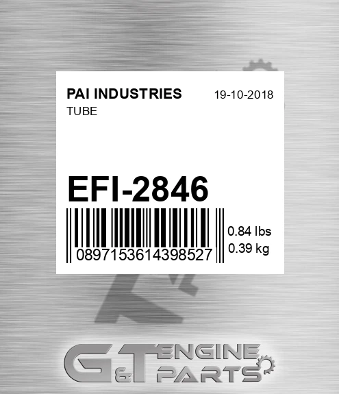 EFI-2846 Tube for PAI INDUSTRIES
