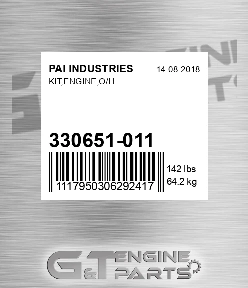 330651-011 Kit,engine,o/h for PAI INDUSTRIES