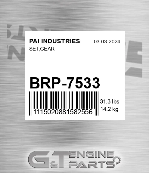 BRP-7533 Set,gear for PAI INDUSTRIES