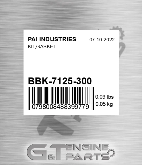 BBK-7125-300 Kit,gasket for PAI INDUSTRIES