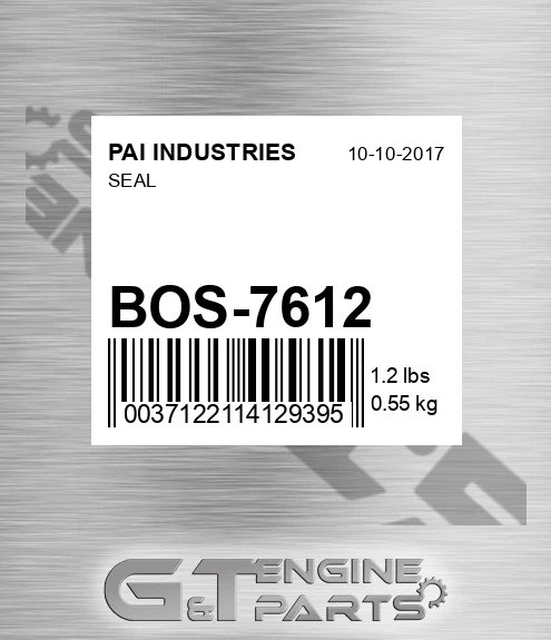 BOS-7612 Seal for PAI INDUSTRIES