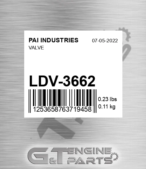 LDV-3662 Valve for PAI INDUSTRIES