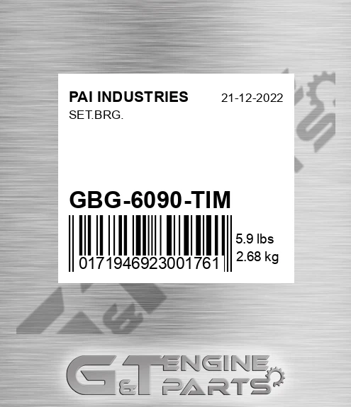 GBG-6090-TIM Set.brg. for PAI INDUSTRIES