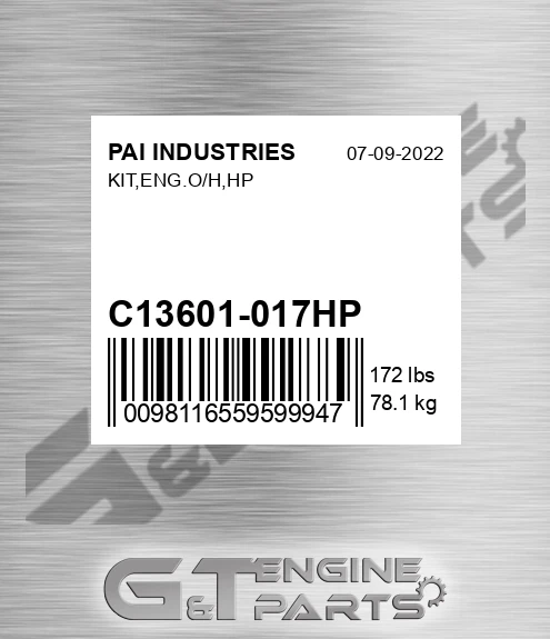 C13601-017HP Kit,eng.o/h,hp for PAI INDUSTRIES