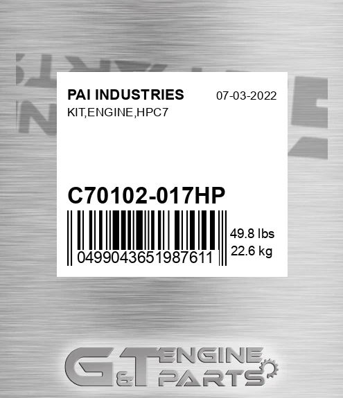 C70102-017HP Kit,engine,hpc7 for PAI INDUSTRIES
