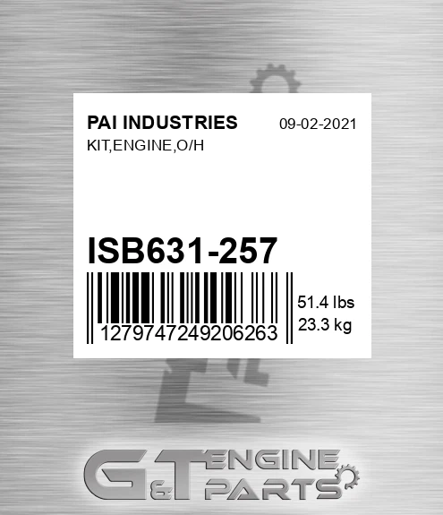 ISB631-257 Kit,engine,o/h for PAI INDUSTRIES