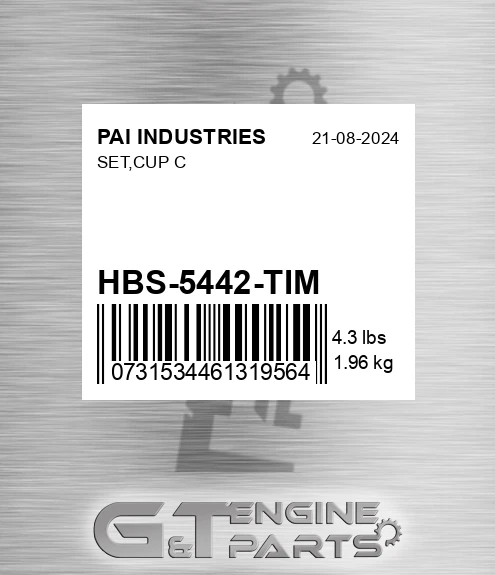HBS-5442-TIM Set,cup C for PAI INDUSTRIES